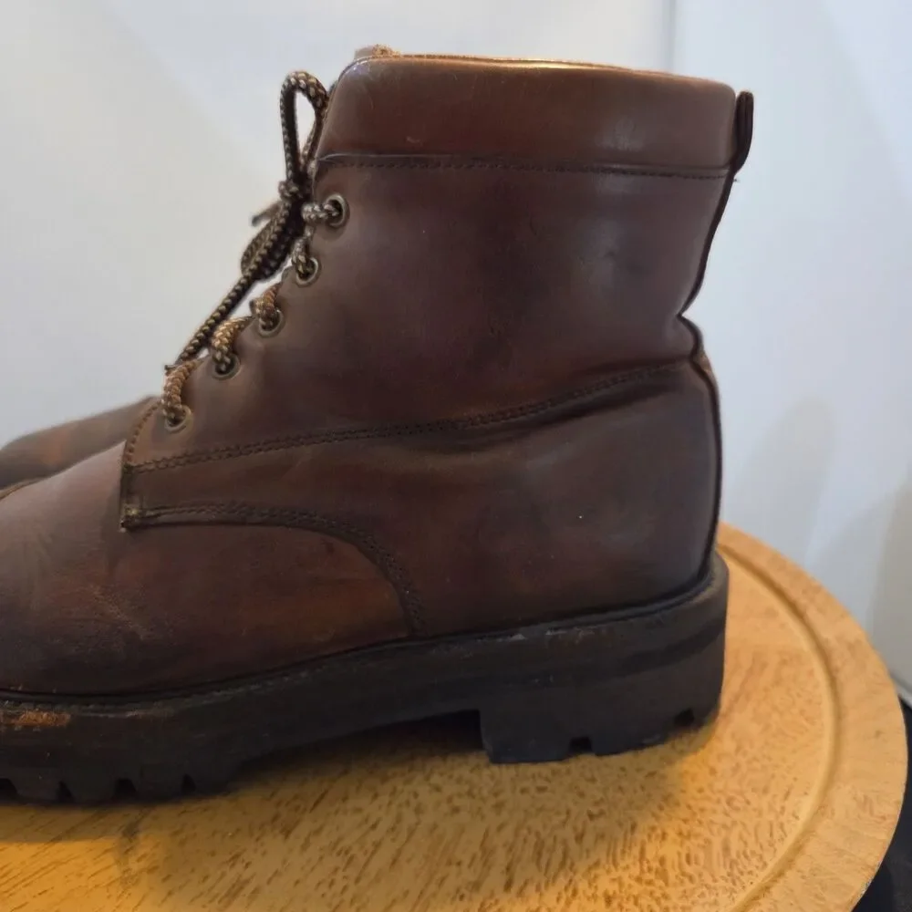 Vintage Cole Haan Country Boots 8.5 M Brown Leather Vibram Lug Sole Hiking